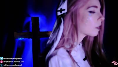 Churchgoer MollyRedWolf Gets Her Pussy Blessed By A Priest