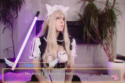 MollyRedWolf Masturbates In Her Neko Maid Costume